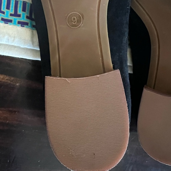 NEW W/out tags-Tory Burch black silk-suede "Leigh" elastic back flat loafers - Picture 2 of 7